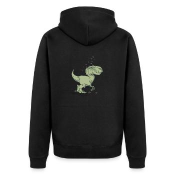 Dinosaurier - Unisex Premium Bio Zip Hoodie - Schwarz - Hinten - Nico (187cm)