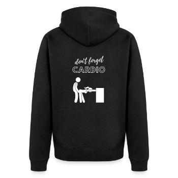 Dont forget Cardio - Unisex Premium Bio Zip Hoodie - Schwarz - Hinten - Nico (187cm)