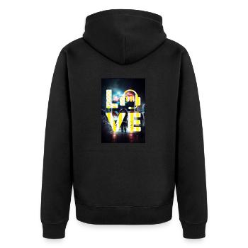 Liebe Notfall-Disponenten - Unisex Premium Bio Zip Hoodie - Schwarz - Hinten - Nico (187cm)