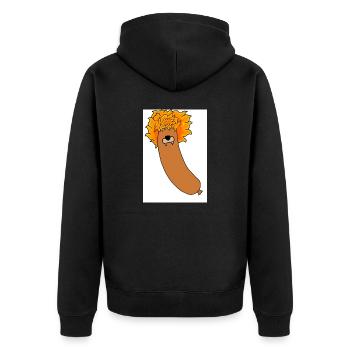 Lorenzo, the lovely latino sassy sausage - Unisex Premium Bio Zip Hoodie - Schwarz - Hinten - Nico (187cm)