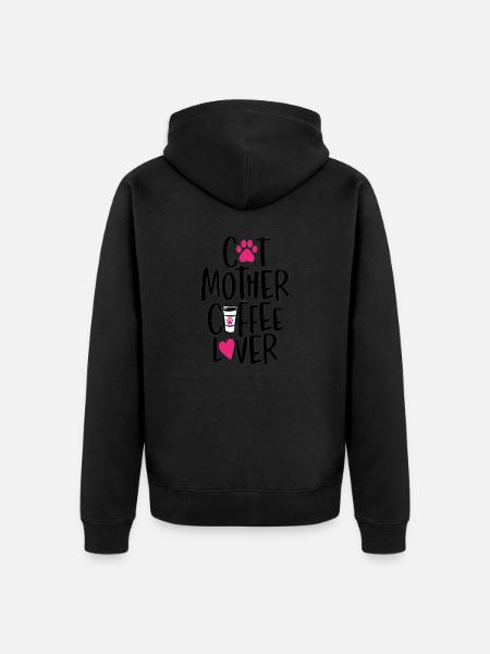 Katzenmutter Kaffeeliebhaber - Unisex Premium Bio Zip Hoodie - Schwarz