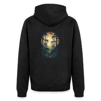 Moonlight Nature Lover Cadeau Retro Forest Nature - Veste à capuche bio Premium Unisexe - noir - Dos - Nico (187cm)