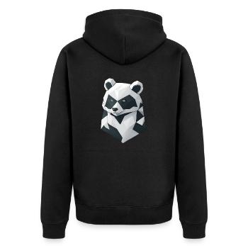 Minimalistischer Panda - Unisex Premium Bio Zip Hoodie - Schwarz - Hinten - Nico (187cm)