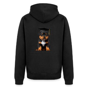 Studies Dogs Bachelor Rottweiler School Diploma - Unisex Premium Organic Zip Hoodie - black - Back - Nico (187cm)