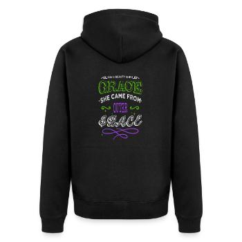 alien ufo aesthetic alien spacecraft memes funny - Unisex Premium Bio Zip Hoodie - Schwarz - Hinten - Nico (187cm)