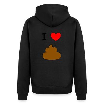 Ich HERZ KACKE - Unisex Premium Bio Zip Hoodie - Schwarz - Hinten - Nico (187cm)