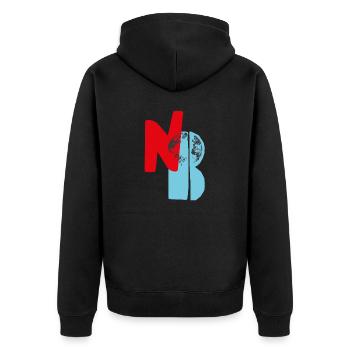 N O B II - Unisex Premium Bio Zip Hoodie - Schwarz - Hinten - Nico (187cm)