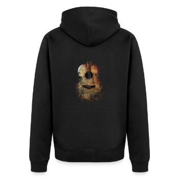 ACOUSTIC GUITAR DISTRESSED VINTAGE ROCK AND ROLL - Unisex Premium Organic Zip Hoodie - black - Back - Nico (187cm)