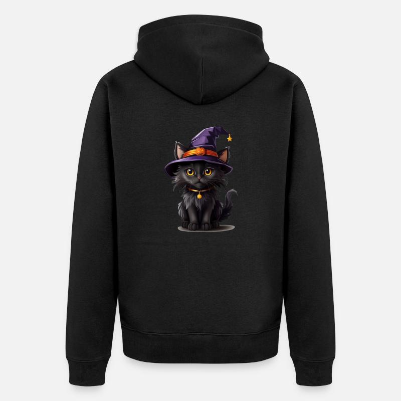 Chat citrouille Helloween - Veste à capuche bio Premium Unisexe - noir