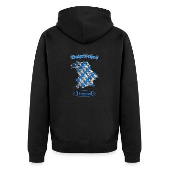 Bayern Bayrisches Original - Unisex Premium Bio Zip Hoodie - Schwarz - Hinten - Nico (187cm)