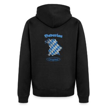 Bavarian Original Bayern - Unisex Premium Bio Zip Hoodie - Schwarz - Hinten - Nico (187cm)
