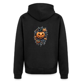 Halloween - Monster and Witch - Unisex Premium Organic Zip Hoodie - black - Back - Nico (187cm)