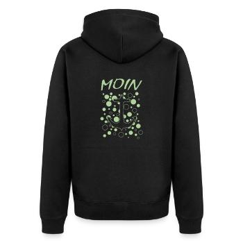 Moin - Unisex Premium Bio Zip Hoodie - Schwarz - Hinten - Nico (187cm)