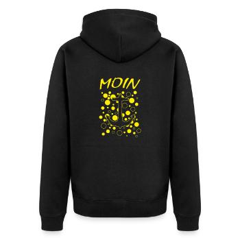 Moin - Unisex Premium Bio Zip Hoodie - Schwarz - Hinten - Nico (187cm)