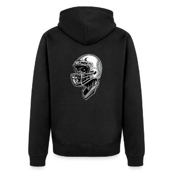 American Football Skull - Unisex Premium Organic Zip Hoodie - black - Back - Nico (187cm)