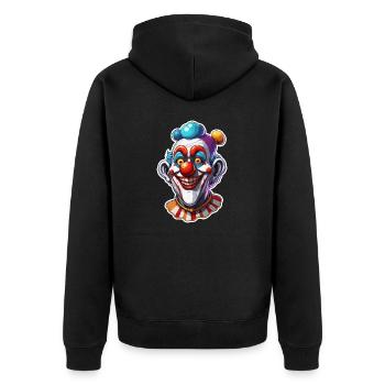 Clown / Zirkus / Fasching / Karneval / verspielt - Unisex Premium Bio Zip Hoodie - Schwarz - Hinten - Nico (187cm)