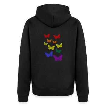 LGBT Pride Butterflies - Unisex Premium Bio Zip Hoodie - Schwarz - Hinten - Nico (187cm)