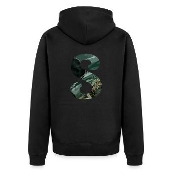 Lettre s marbré vert - Veste à capuche bio Premium Unisexe - noir - Dos - Nico (187cm)