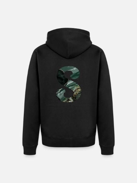 Green Marbled S Letter - Unisex Premium Organic Zip Hoodie - black