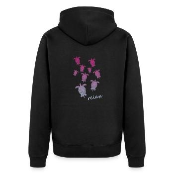Schildkröte Turtle - Unisex Premium Bio Zip Hoodie - Schwarz - Hinten - Nico (187cm)