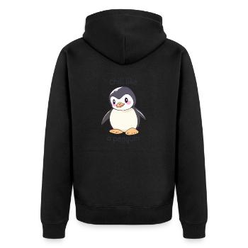 Chill like a Penguin - Unisex Premium Organic Zip Hoodie - black - Back - Nico (187cm)