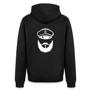 captain 01 - Unisex Premium Bio Zip Hoodie - Schwarz - Hinten - Nico (187cm)