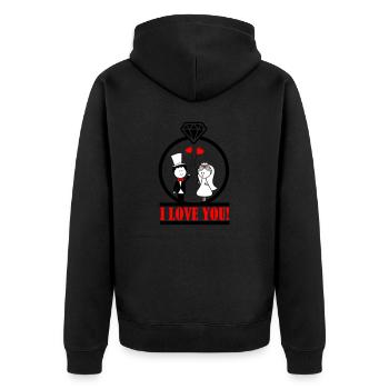 i love you 2 - Unisex Premium Organic Zip Hoodie - black - Back - Nico (187cm)
