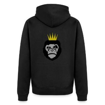gorilla face krone - Unisex Premium Bio Zip Hoodie - Schwarz - Hinten - Nico (187cm)