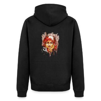 Croquis aquarelle femme visage carographique VÉRONIQUE - Veste à capuche bio Premium Unisexe - noir - Dos - Nico (187cm)