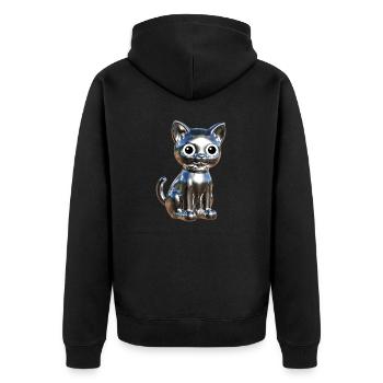 Metallic Chrom Elegance - Unisex Premium Bio Zip Hoodie - Schwarz - Hinten - Nico (187cm)