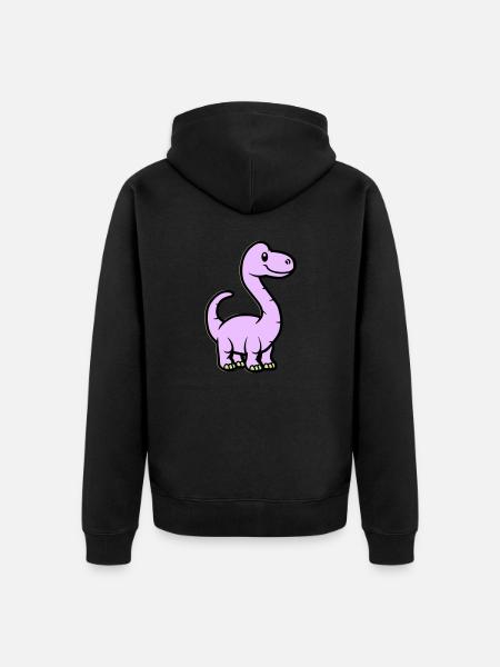 Dinosaur Brontosaurus Comic - Unisex Premium Organic Zip Hoodie - black