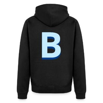 Lettre b bleu pop et moderne - Veste à capuche bio Premium Unisexe - noir - Dos - Nico (187cm)