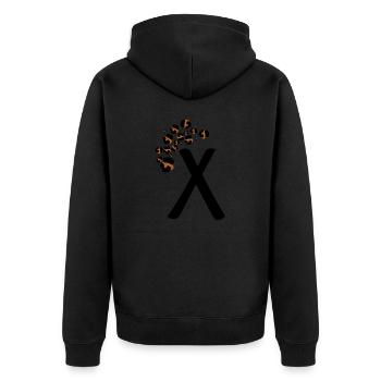 Lettre x motifs léopard - Veste à capuche bio Premium Unisexe - noir - Dos - Nico (187cm)