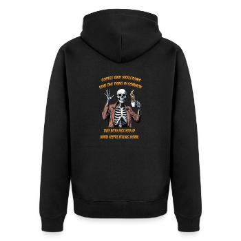 Skelett Kaffee - Unisex Premium Bio Zip Hoodie - Schwarz - Hinten - Nico (187cm)