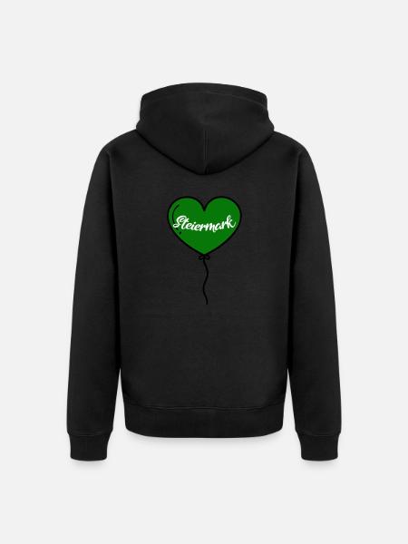 Steiermark Herz Luftballon - Unisex Premium Bio Zip Hoodie - Schwarz