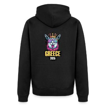 Grèce 2025 Alpaga Party Holiday - Veste à capuche bio Premium Unisexe - noir - Dos - Nico (187cm)