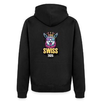 Suisse 2025 Alpaga Party Vacances Suisse - Veste à capuche bio Premium Unisexe - noir - Dos - Nico (187cm)