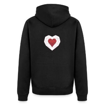 romantisches geschwungenes Herz für Valetninstag - Unisex Premium Bio Zip Hoodie - Schwarz - Hinten - Nico (187cm)
