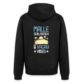 Malle Sommer Spruch - Unisex Premium Bio Zip Hoodie - Schwarz - Hinten - Nico (187cm)