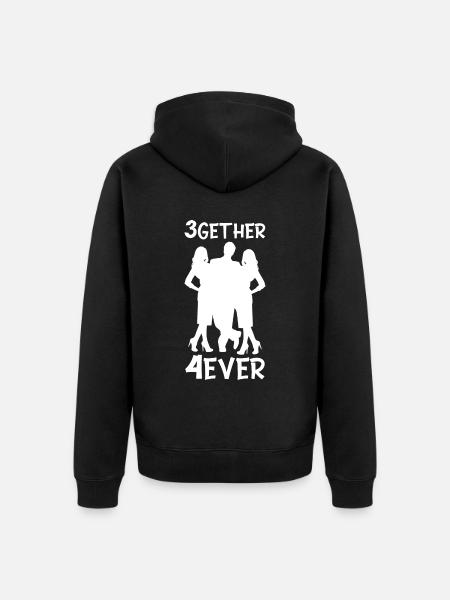 Poliamore Throuple Gift 3gether 4ever Poly - Felpa con cappuccio ecologica premium unisex - nero