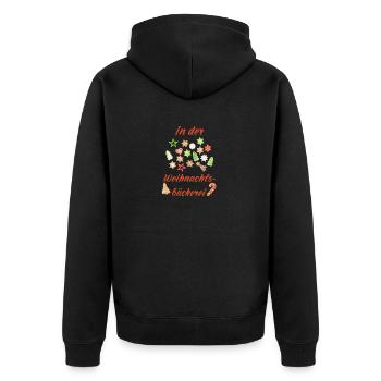 Weihnachtsbäckerei Plätzchen Spruch zu Weihnachten - Unisex Premium Bio Zip Hoodie - Schwarz - Hinten - Nico (187cm)
