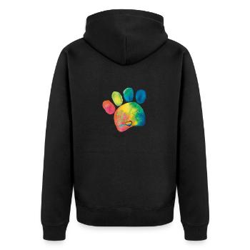 Pfoten Sklave von Herzen - lustiges Statement - Unisex Premium Bio Zip Hoodie - Schwarz - Hinten - Nico (187cm)