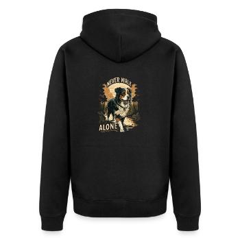 Never Walk Alone - Jolie chemise officielle de marche - Veste à capuche bio Premium Unisexe - noir - Dos - Nico (187cm)