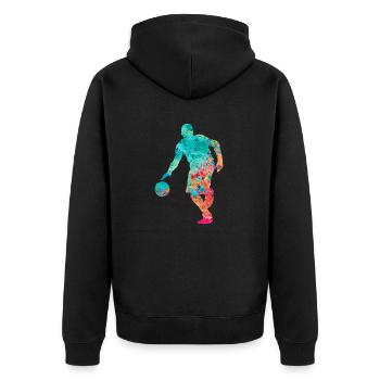 Basketball Player - PopArt - Unisex Premium Bio Zip Hoodie - Schwarz - Hinten - Nico (187cm)