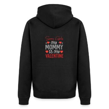 Valentinstag Kleinkind Jungen Shirt Mama ist meine - Unisex Premium Bio Zip Hoodie - Schwarz - Hinten - Nico (187cm)