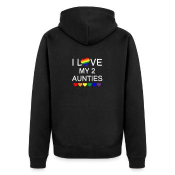 I Love My 2 Aunties Pride Baby Gay Aunt Toddler - Unisex Premium Organic Zip Hoodie - black - Back - Nico (187cm)