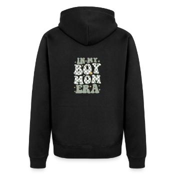 In My Boy Mom Era - Unisex Premium Organic Zip Hoodie - black - Back - Nico (187cm)