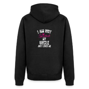 I'm Not Spoiled My Uncle Loves Me Funny Family - Unisex Premium Organic Zip Hoodie - black - Back - Nico (187cm)