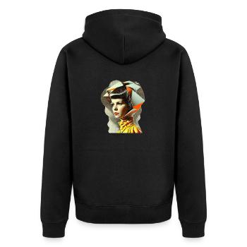 Retro Flash No45 - Unisex Premium Bio Zip Hoodie - Schwarz - Hinten - Nico (187cm)