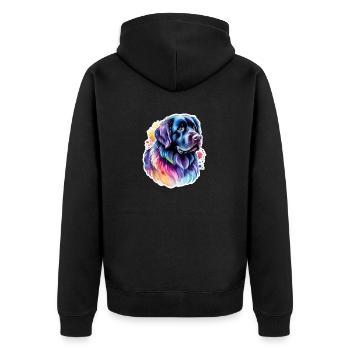 Newfoundland Watercolors - Unisex Premium Organic Zip Hoodie - black - Back - Nico (187cm)